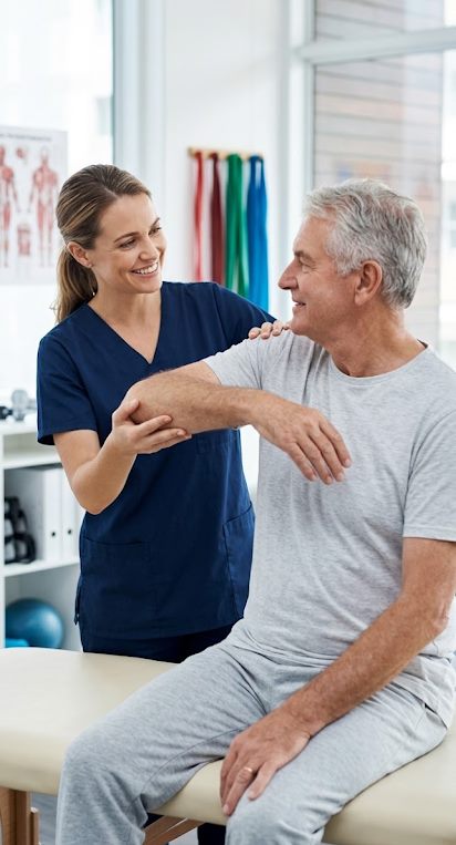 Physiotherapist providing arm therapy