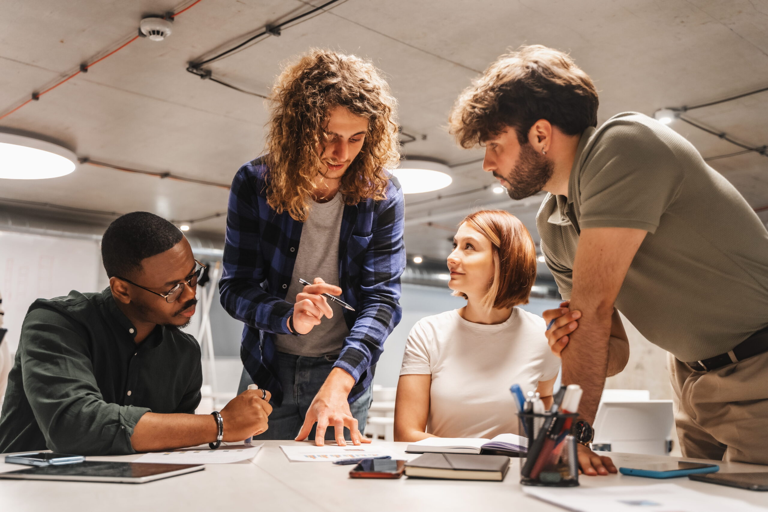 The Toronto-based marketing team collaborating in the office